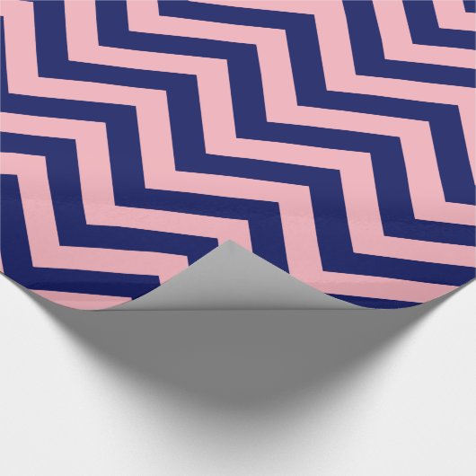 DIY BG Navy Blu Huge Chevron ZigZag Pattern Pink Cadeaupapier (Hoek)