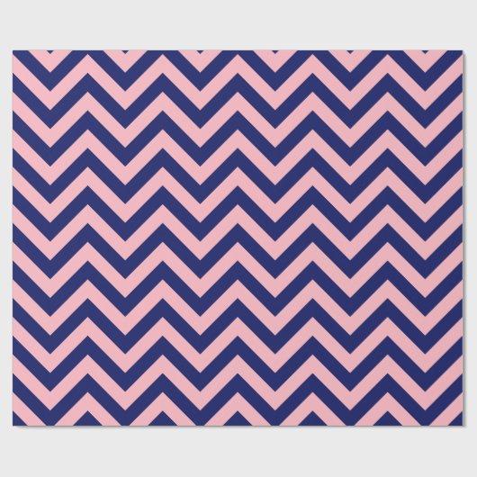 DIY BG Navy Blu Huge Chevron ZigZag Pattern Pink Cadeaupapier (Vlak)