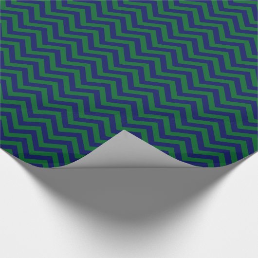 DIY BG Navy Blu LG Chevron ZigZag Pattern Dk Green Cadeaupapier (Hoek)