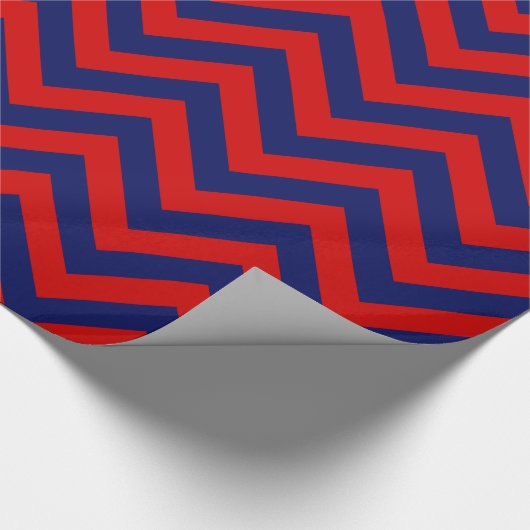 DIY BG Navy Blue Huge Chevron ZigZag Pattern Red Cadeaupapier (Hoek)