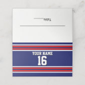 DIY BG Navy Red Team Jersey Eigen nummer Plaatskaartje (Buitenkant ongevouwen)