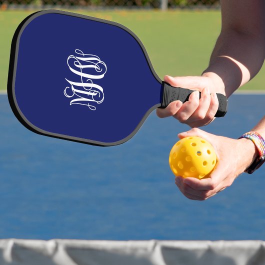 DIY BG Navy White Greek Key Vine Monogram Font Pickleball Paddle