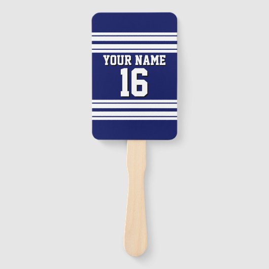 DIY BG Navy White Team Jersey Eigen nummer Handwaaier (Voorkant)