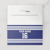 DIY BG Navy White Team Jersey Eigen nummer Plaatskaartje (Buitenkant ongevouwen)