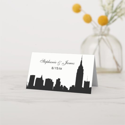 DIY BG NYC Skyline Silhouette Escort Kaarten Plaatskaartje (Voorkant)