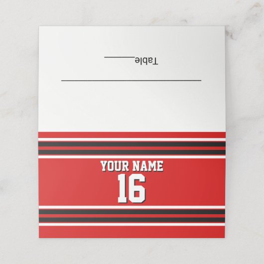 DIY BG Red Black Team Jersey Plaatskaartje (Buitenkant ongevouwen)