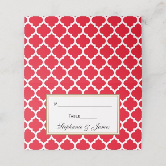 DIY BG Rode Marokkaanse Quatrefoil Plaats Escort K Plaatskaartje (Buitenkant ongevouwen)