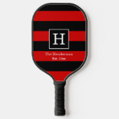 DIY BG Stripe Lijst Naam Monogram Red Black SV Pickleball Paddle (Voorkant)