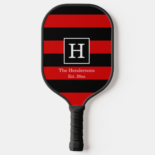 DIY BG Stripe Lijst Naam Monogram Red Black SV Pickleball Paddle (Achterkant)