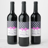 DIY BG White Moroccan roze Bow Wine Flacon Label Wijn Etiket (Flessen)