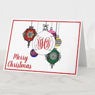 DIY BG Xmas Ornamenten Red Vine Monogram Lettertyp Feestdagen Kaart
