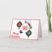 DIY BG Xmas Ornamenten Red Vine Monogram Lettertyp Feestdagen Kaart (Voorkant)