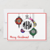 DIY BG Xmas Ornamenten Zwart Cirkel Monogram Lette Bedankkaart (Voorkant)