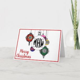DIY BG Xmas Ornamenten Zwart Cirkel Monogram Lette Feestdagen Kaart