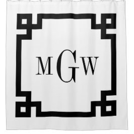 DIY BG Zwart Grieks Sleutel #2 Ingelijste 3I Monog Douchegordijn