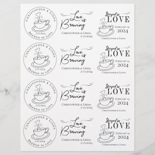 DIY Black and White Wedding Tea Bag (Voorkant)