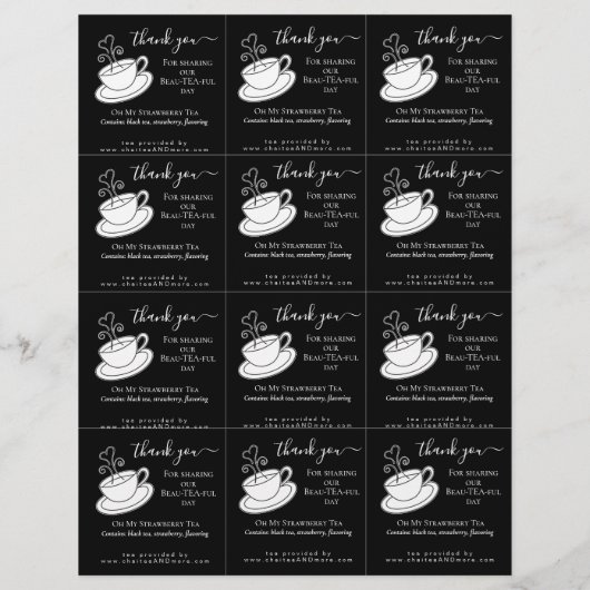 DIY Black and White Wedding Tea Bag (Achterkant)