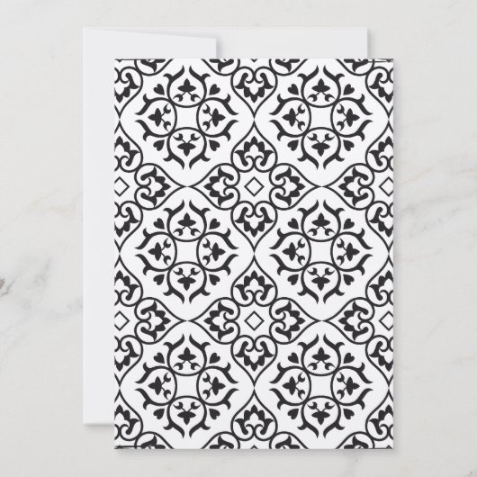 DIY Black Damask Plum Hearts Reception Kaart (Achterkant)