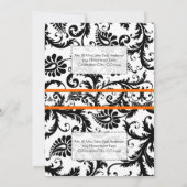 DIY Black Damask Sinaasappel RSVP Wedding Invitati Kaart (Achterkant)