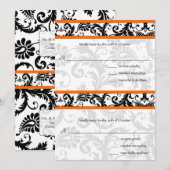 DIY Black Damask Sinaasappel RSVP Wedding Invitati Kaart (Voorkant / Achterkant)