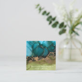 DIY Black Gold Blauwgroen groen Vierkante Visitekaartje (Staand voorkant)