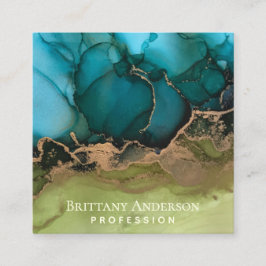 DIY Black Gold Blauwgroen groen Vierkante Visitekaartje