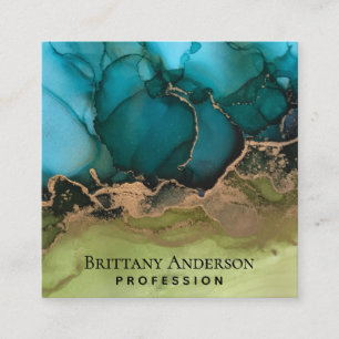 DIY Black Gold Blue Vierkante Visitekaartje