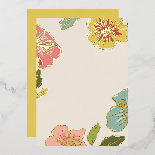DIY Blank Aloha Hawaiian Flowers met Gold Folie Uitnodiging (Voorkant / Achterkant)