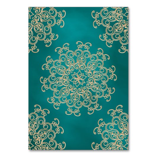 DIY Blauwgroen en gouden Indian Tent Style Zitplaa Kaart (Achterkant)