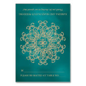 DIY Blauwgroen en gouden Indian Tent Style Zitplaa Kaart (Voorkant)