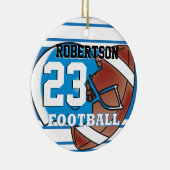 DIY Blue & White Football & Helm Keramisch Ornament (Rechts)