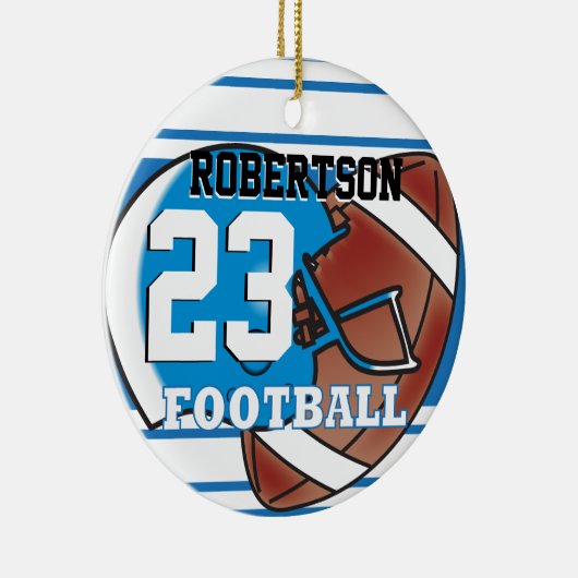 DIY Blue & White Football & Helm Keramisch Ornament (Rechts)