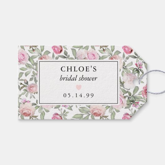 DIY Blush Roze Rose Bloemen Vrijgezellenfeest Cadeaulabel (Voorkant (Horizontaal))