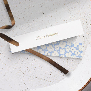 DIY Bruiloft Bloemen Stoffig Blauw & Wit Plaats Na Notitiekaartje