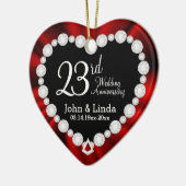 DIY bruiloft Jubileum | Rood Satijn & Diamanten Keramisch Ornament (Links)