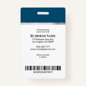 DIY Business Foto Naam Logo Info Ocean Blue White Badge (Achterkant)