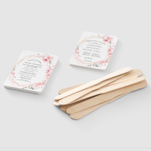 DIY Chique roze kersenbloesem bruiloft programma Handwaaier (Niet-gemonteerd)