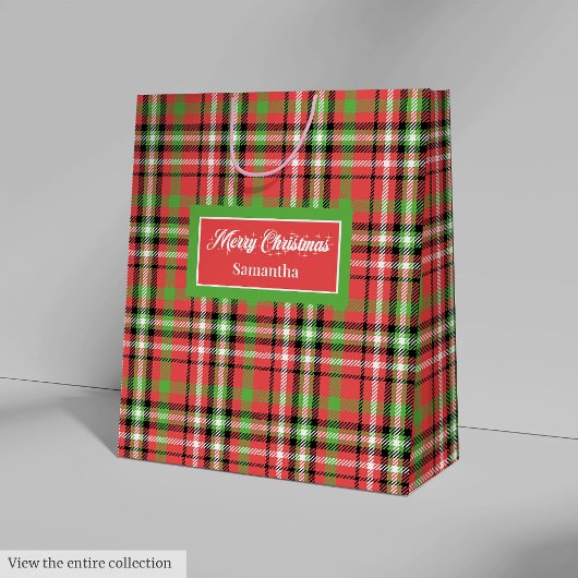 DIY Christmas Gift Bags Classic Tartan Accent Wrap Medium Cadeauzakje