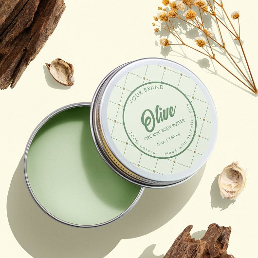 DIY Cirkel Cosmetische Jar Label in Retro Groen