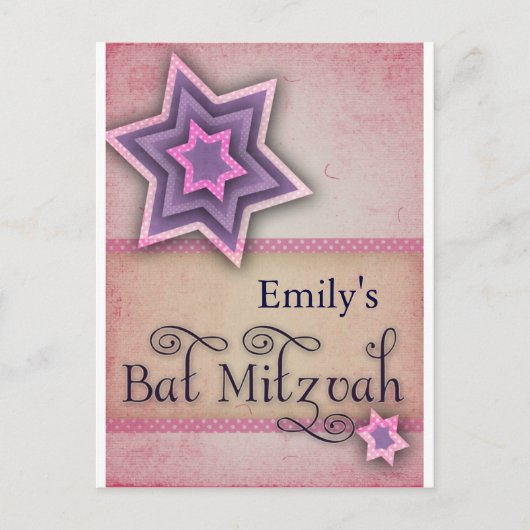 DIY Colorful Bat Mitzvah-ontwerp Briefkaart (Voorkant)