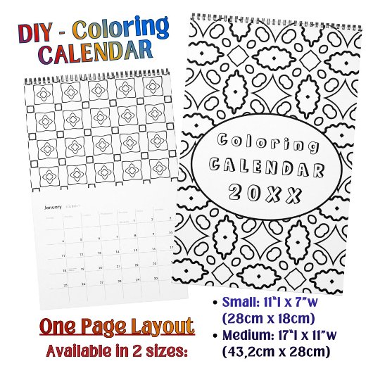 DIY Coloring Pattern custom Outline Art -  Kalender