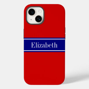 DIY Colors Red, Navy Ribbon Name Monogram S Case-Mate iPhone 14 Hoesje