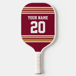 DIY Colors Team Jersey Stripes Gold Burgundy SV Pickleball Paddle