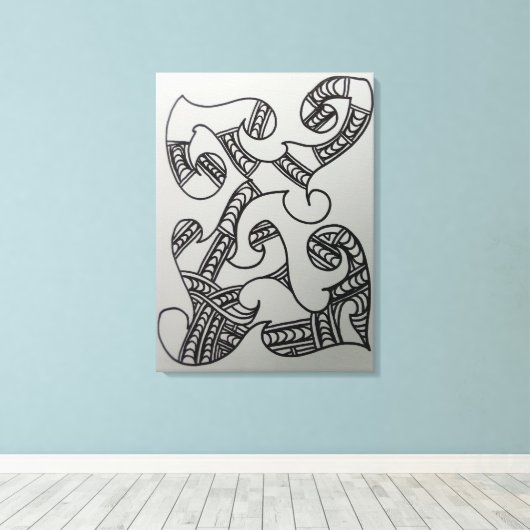 DIY Colour It Yourself Maori Motif  Canvas Afdruk (Insitu (Houten vloer))