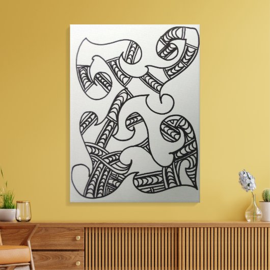 DIY Colour It Yourself Maori Motif  Canvas Afdruk (Insitu (Woonkamer))