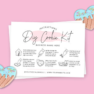 DIY Cookie Kit Instructies Blush Roze Waterverf Visitekaartje