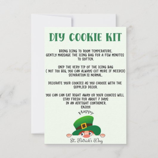 DIY COOKIE KIT INSTRUCTIES, ST PATRICKS DAY BEDANKKAART (Voorkant)