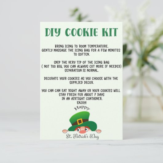 DIY COOKIE KIT INSTRUCTIES, ST PATRICKS DAY BEDANKKAART (Staand voorkant)