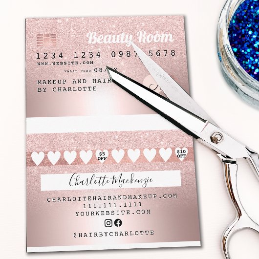 DIY Creditcard roos goud metallic glitter loyalite Kaart