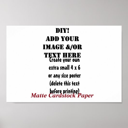 DIY Creëer Uw eigen 12 x 8 matte voorraad A8 Poster (Voorkant)
